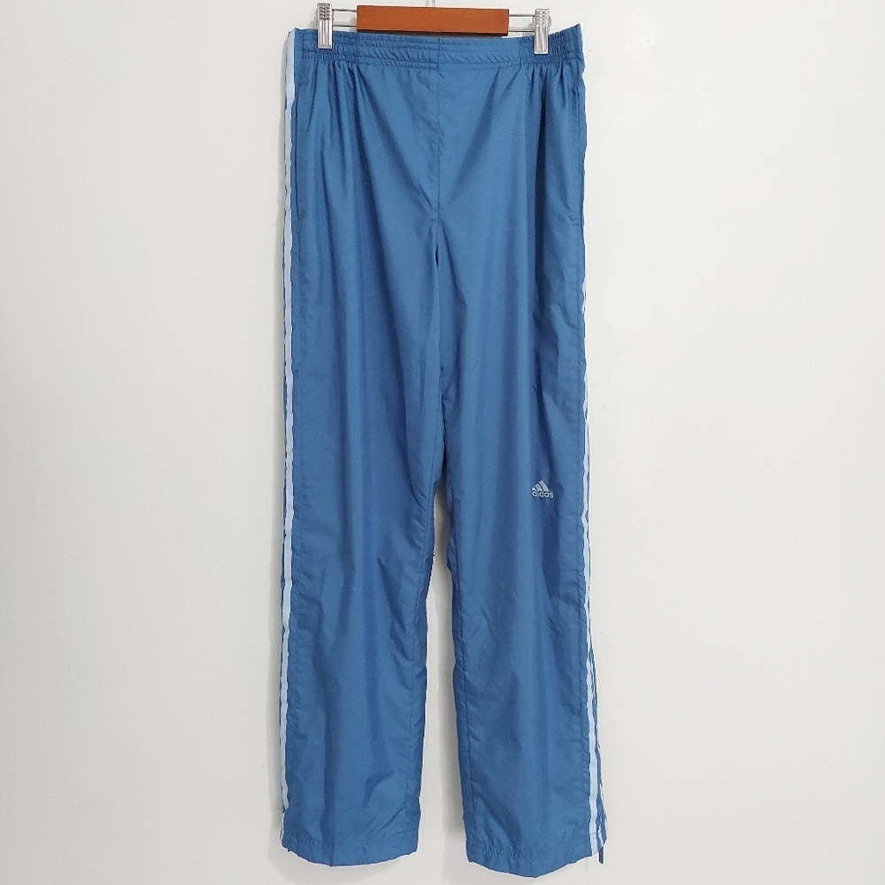 Adidas Sports Pants Size 44 Blue Womens Lined Mesh Zipper On The Side Nylon